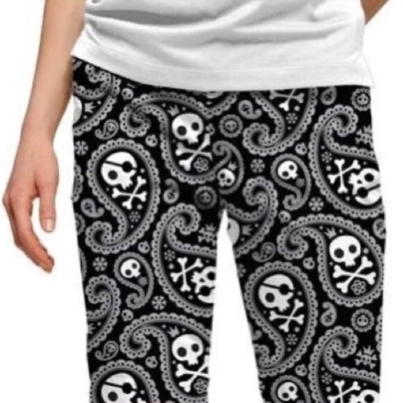 LOUDMOUTH GOLF Shiver Me Timbers Skull Print Golf Capri Pants, 10 - Picture 1 of 12